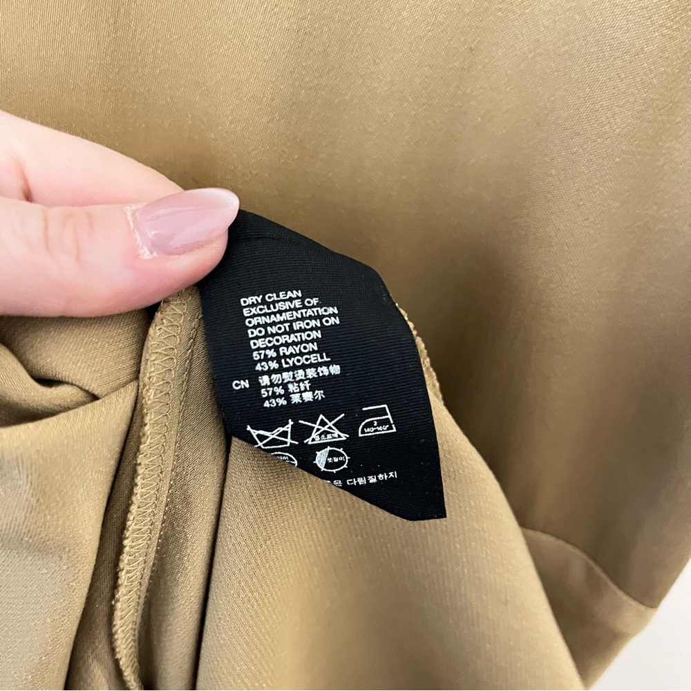 & OTHER STORIES Rope Strap Midi Satin Slip Dress Wedding Guest Cocktail Tan Sz 4 - Picture 14 of 14